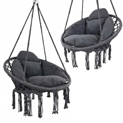 Fotel wiszący bocianie gniazdo huśtawka z miękką poduszką do domu i ogrodu szary