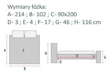 Łóżko Bella Velvet szare 90x200