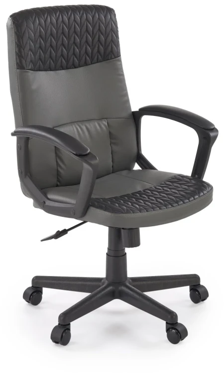 Fotel obrotowy Bjorn eco skóra z mechanizmem TILT do biura czarny/popielaty