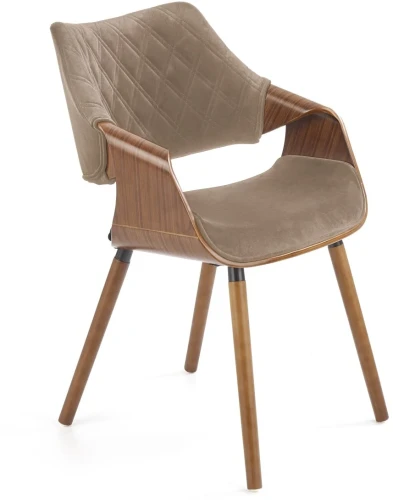 Krzesło K396 tapicerowane do jadalni beżowy/orzechowy