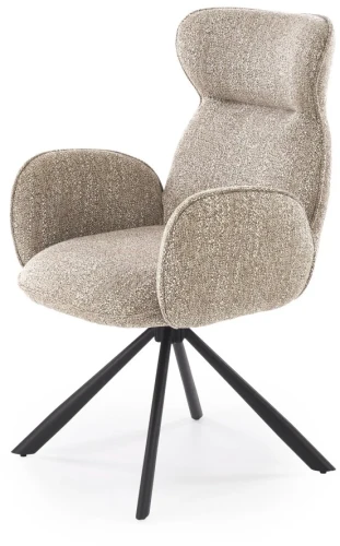 Krzesło tapicerowane K571 z funkcją obracania i podłokietnikami do jadalni ciemny beżowy