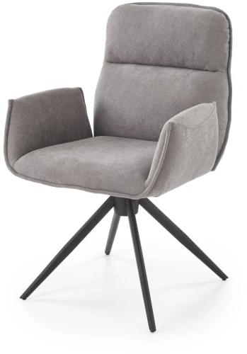 Krzesło tapicerowane K574 z funkcją obracania i podłokietnikami do jadalni salonu popielaty