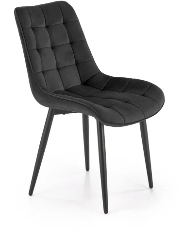 Krzesło tapicerowane K580 pikowane na czarnych nóżkach do jadalni czarny