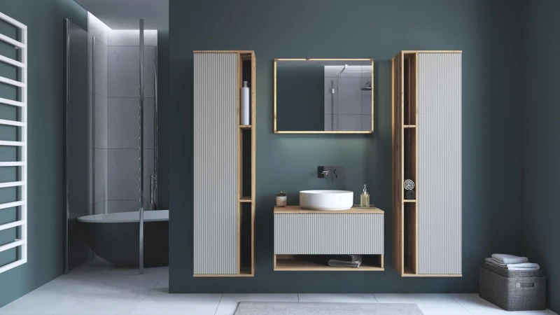 Szafka pod umywalkę Aviola z szufladą do łazienki 80 cm dąb artisan