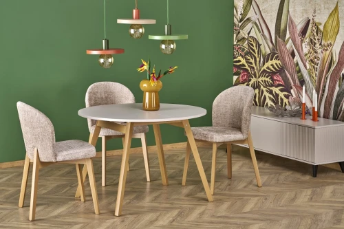 Stół rozkładany Ruben 102-142 cm okrągły do jadalni kaszmir/naturalny