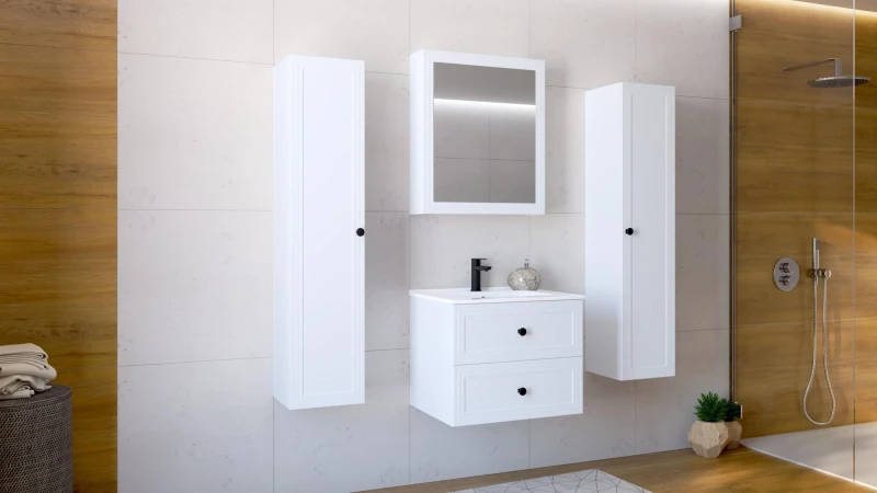 Szafka lustrzana Toreto z cichym domykiem do łazienki 60 cm biały mat