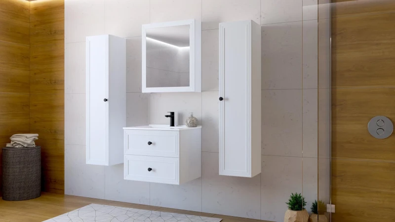 Szafka lustrzana Toreto z cichym domykiem do łazienki 60 cm biały mat
