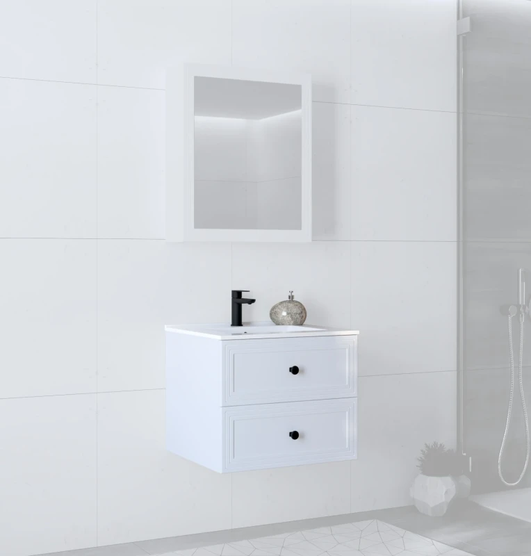 Szafka pod umywalkę Toreto z 2 szufladami do łazienki 60 cm biały
