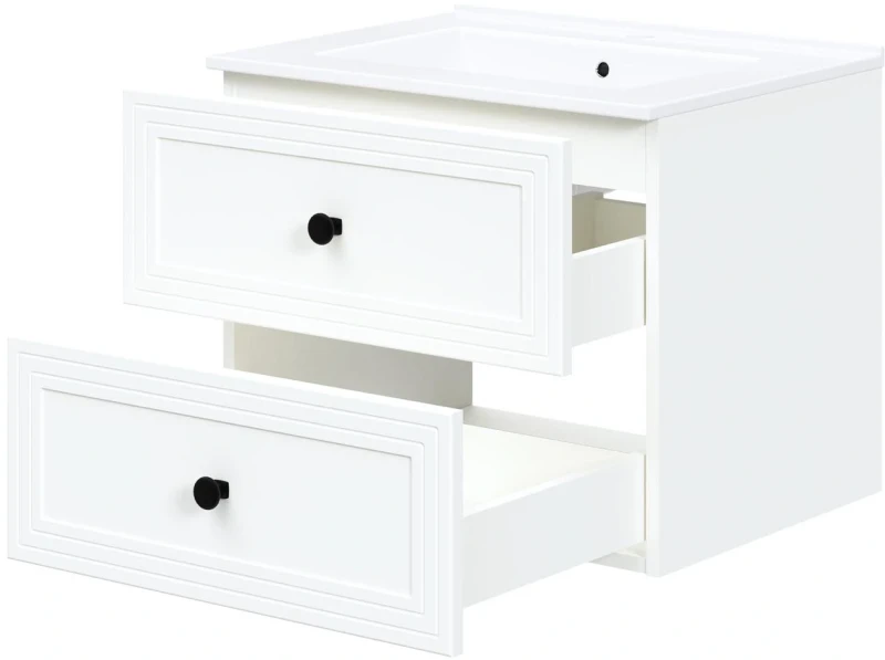 Szafka pod umywalkę Toreto z 2 szufladami do łazienki 60 cm biały