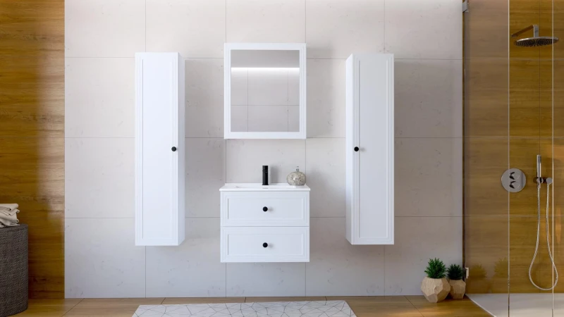 Szafka pod umywalkę Toreto z 2 szufladami do łazienki 60 cm biały