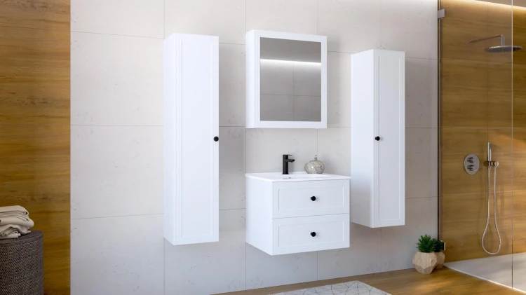 Szafka pod umywalkę Toreto z 2 szufladami do łazienki 60 cm biały