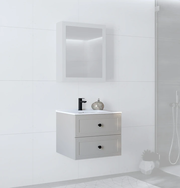 Szafka pod umywalkę Toreto z 2 szufladami do łazienki 60 cm cashmere