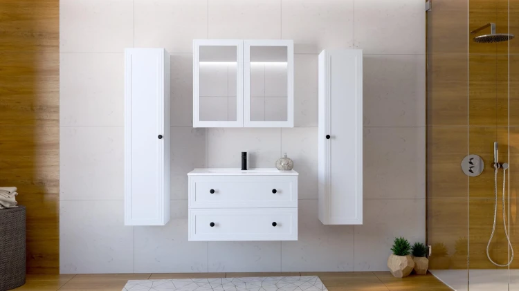 Szafka pod umywalkę Toreto z 2 szufladami do łazienki 80 cm biały