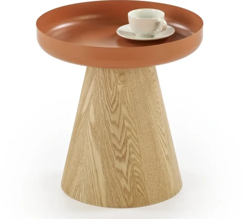 Stolik kawowy Gina w stylu skandynawskim do salonu 40 cm naturalny/cynamonowy