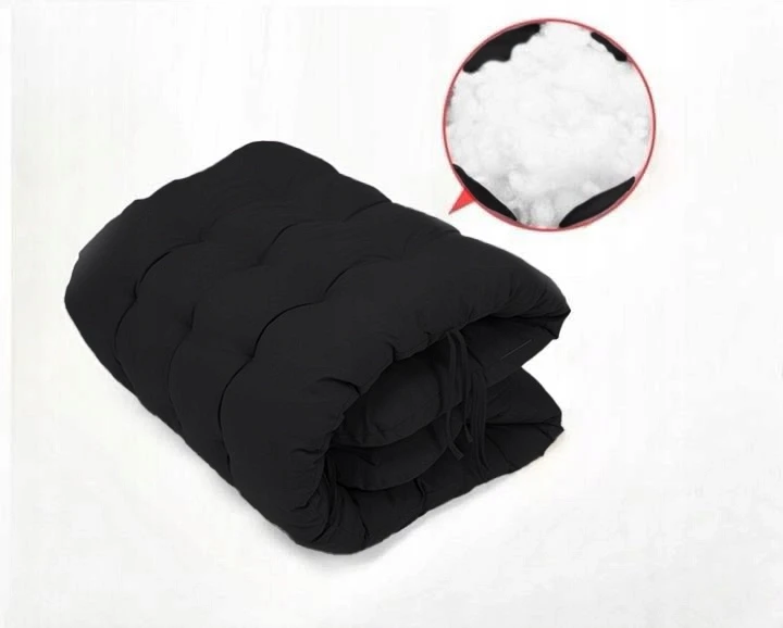 Leżak ogrodowy Libretto rozkładany plażowy z miękką poduszką czarny na szarym stelażu