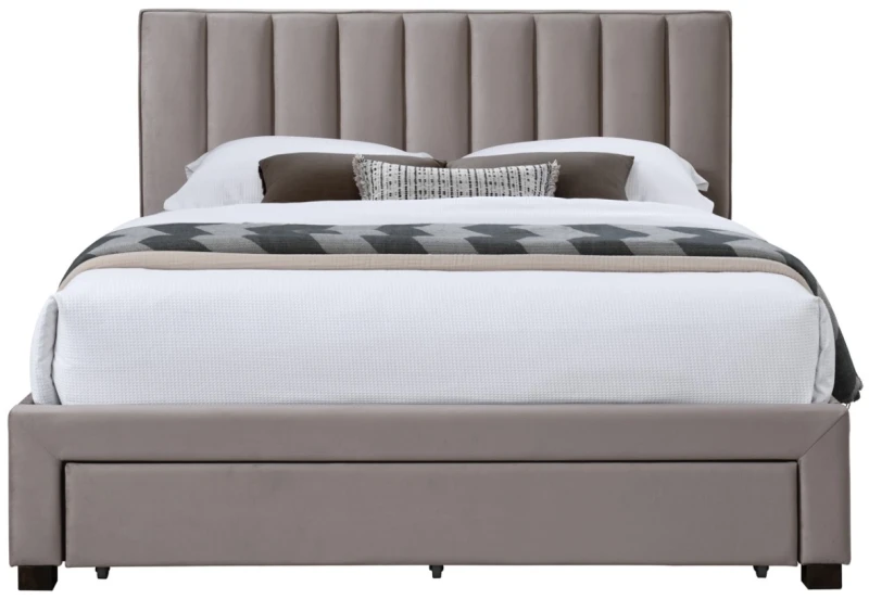 Łóżko tapicerowane Grace z szufladami do sypialni 160x200 cm beżowy