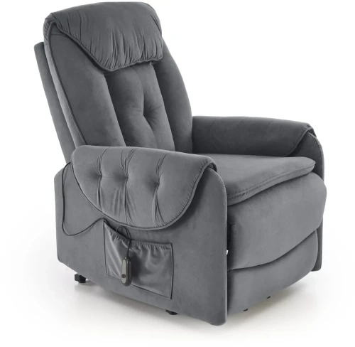 Fotel wypoczynkowy Horton z funkcją elektrycznego rozkładania do salonu popielaty mat