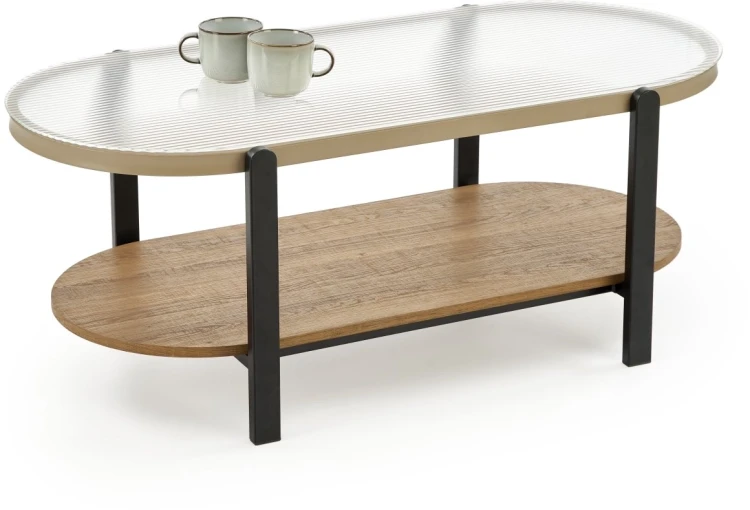 Stolik kawowy Kamala z półką do salonu 110 cm naturalny/czarny