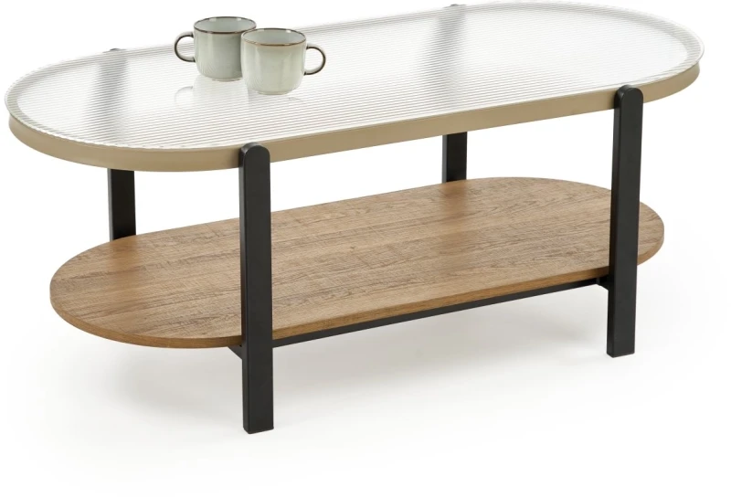 Stolik kawowy Kamala z półką do salonu 110 cm naturalny/czarny