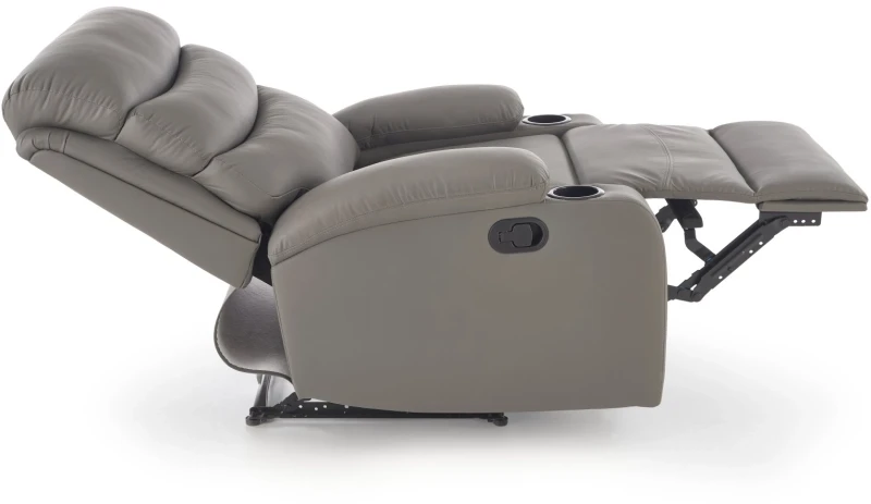 Fotel wypoczynkowy Perus rozkładany z uchwytem na napoje do salonu popielaty