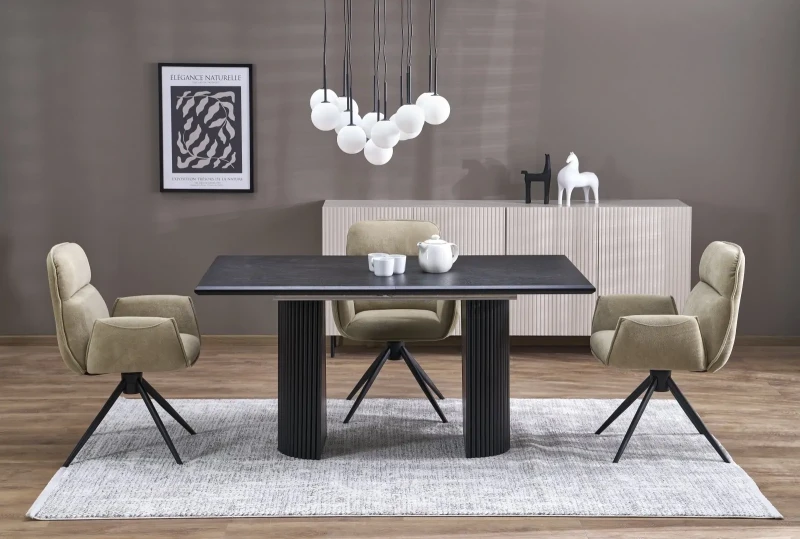 Stół rozkładany Bolero prostokątny do jadalni 160-250 cm dąb naturalny/czarny