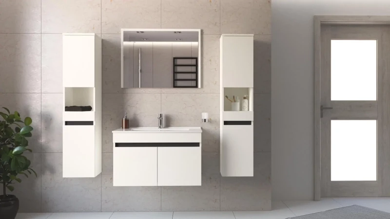 Szafka pod umywalkę Figaro dwudrzwiowa nowoczesna do łazienki 80 cm biały