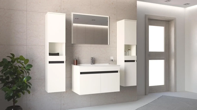 Szafka pod umywalkę Figaro dwudrzwiowa nowoczesna do łazienki 80 cm biały