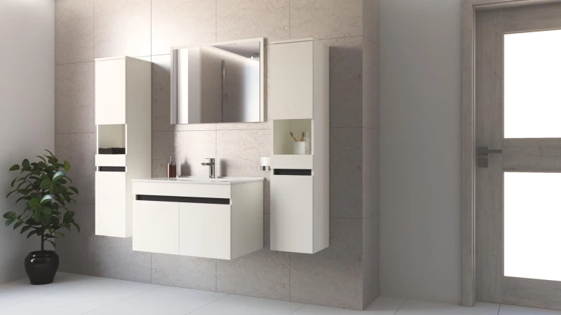 Szafka pod umywalkę Figaro dwudrzwiowa nowoczesna do łazienki 80 cm biały