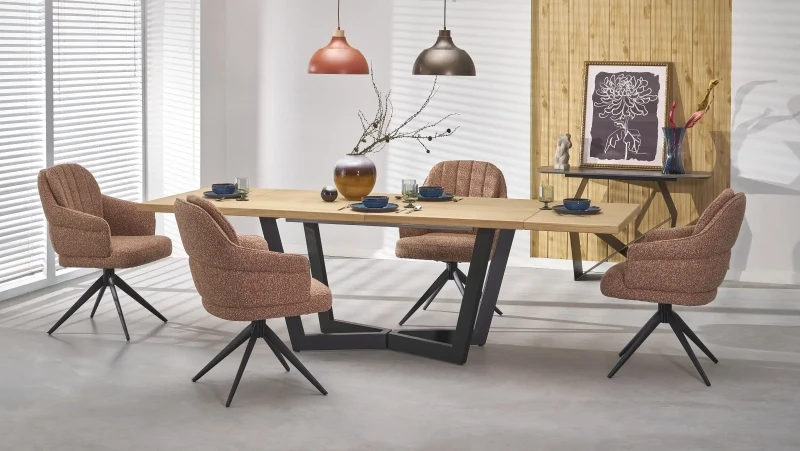 Stół rozkładany Massive 2 160-250 cm loftowy do jadalni dąb naturalny/czarny