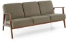 Sofa tapicerowana Milano trzyosobowa drewniany stelaż do salonu oliwkowy/ciemny orzech