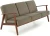 Sofa tapicerowana Milano trzyosobowa drewniany stelaż do salonu oliwkowy/ciemny orzech