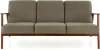 Sofa tapicerowana Milano trzyosobowa drewniany stelaż do salonu oliwkowy/ciemny orzech