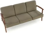 Sofa tapicerowana Milano trzyosobowa drewniany stelaż do salonu oliwkowy/ciemny orzech