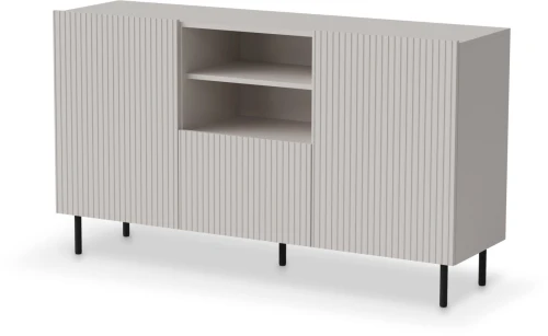 Komoda Paxos 1 ryflowane fronty do salonu 150 cm kaszmir/czarny
