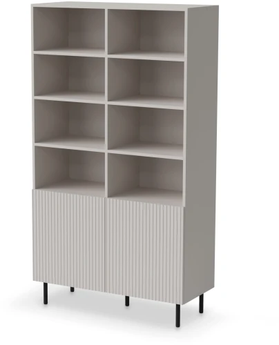 Regał Paxos nowoczesny ryflowane fronty do salonu 100 cm kaszmir/czarny