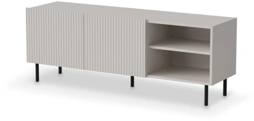 Szafka RTV Paxos 1 ryflowane fronty do salonu 150 cm kaszmir/czarny