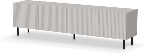 Szafka RTV Paxos 2 ryflowane fronty do salonu 200 cm kaszmir/czarny