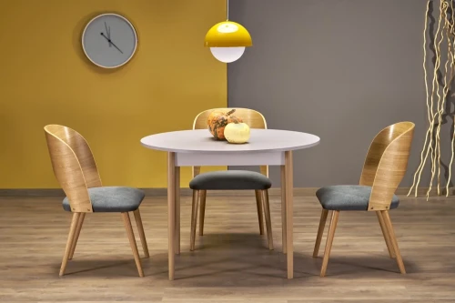 Stół rozkładany Pivot okrągły do jadalni 102-142 cm kaszmir/naturalny