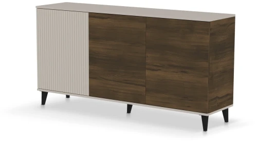 Komoda Random 2 na czarnych nóżkach do salonu 160 cm kaszmir/orzech