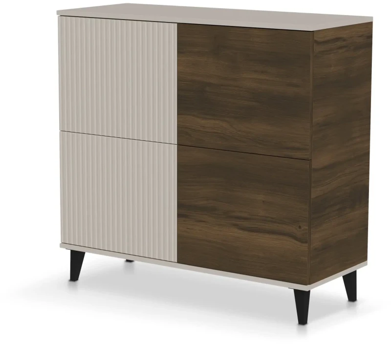 Komoda Random 2 na czarnych nóżkach do salonu 100 cm kaszmir/orzech