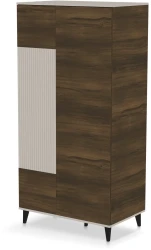Szafa Random 2 z frezowanym frontem do sypialni 90 cm kaszmir/orzech
