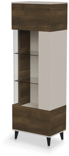 Witryna Random 2 z półkami do salonu 60 cm kaszmir/orzech