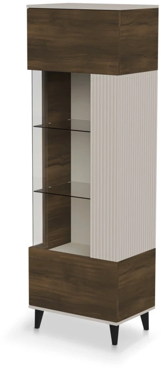 Witryna Random 2 z półkami do salonu 60 cm kaszmir/orzech