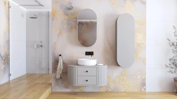 Szafka pod umywalkę Venezia z 2 szufladami do łazienki 95 cm cashmere