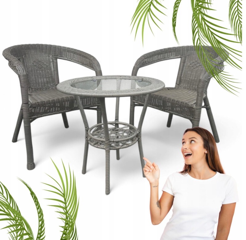 Zestaw mebli ogrodowych z technorattanu Classic Mini Szary