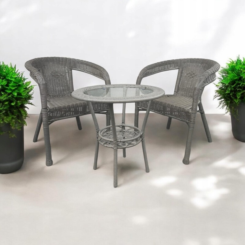 Zestaw mebli ogrodowych z technorattanu Classic Mini Szary