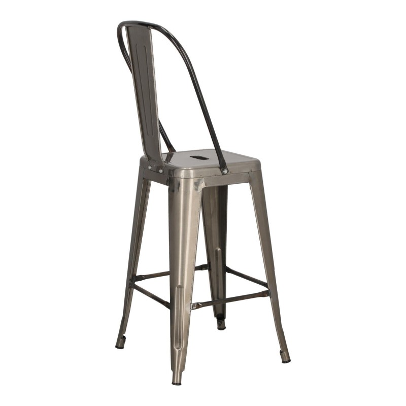 Stołek barowy Paris Back metalowy inspirowany Tolix