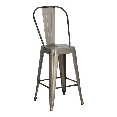 Stołek barowy Paris Back metalowy inspirowany Tolix