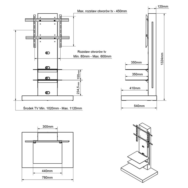 Stolik RTV Marino biały połysk
