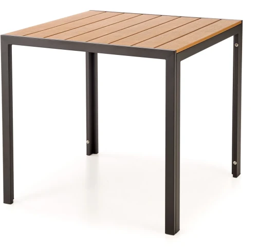Stół kwadratowy Fierro 4-osobowy na taras 80 cm brązowy/czarny